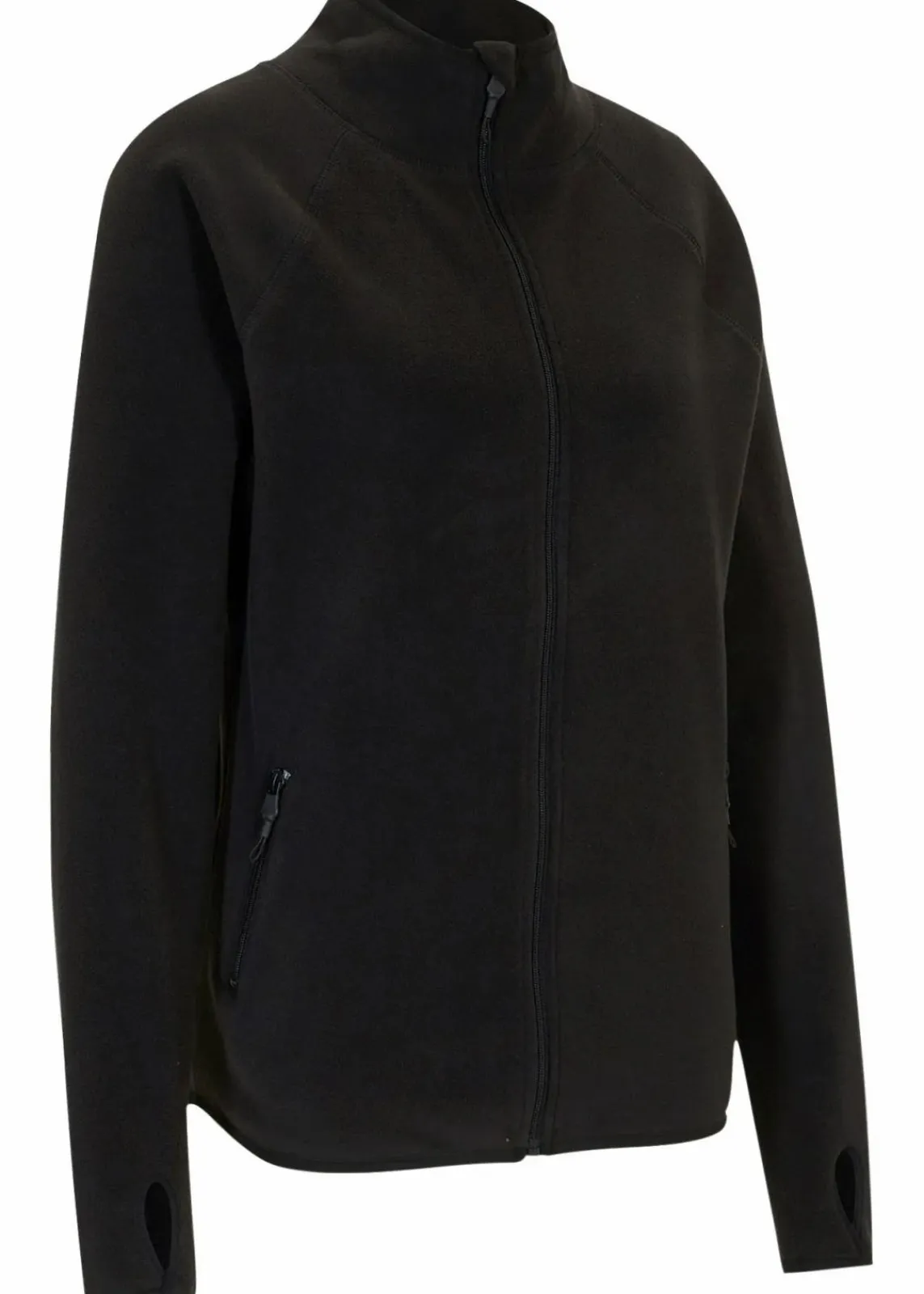 bonprix Bekleidung·Blusen & Tuniken|Bekleidung·Hosen^Fleecejacke mit Reißverschluss-Taschen schwarz