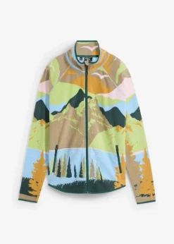 bonprix Bekleidung·Blusen & Tuniken|Bekleidung·Hosen^Fleecejacke mit Reißverschluss-Taschen hellblau bedruckt