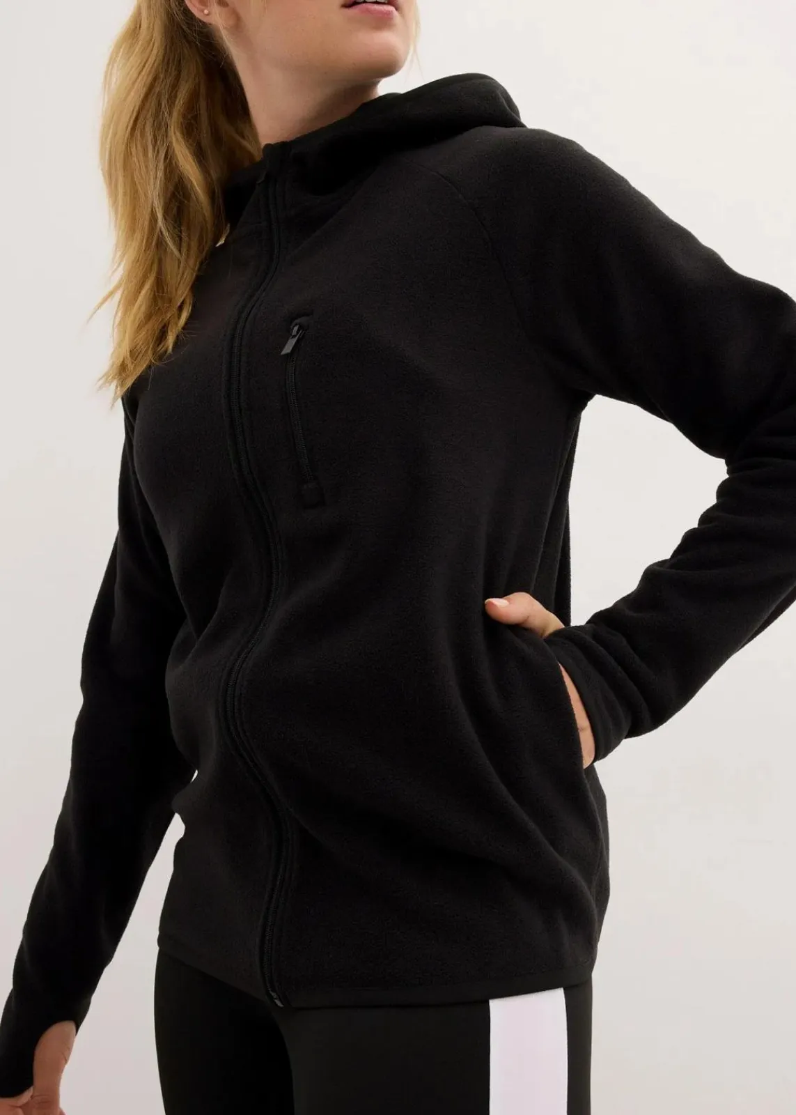 bonprix Bekleidung·Blusen & Tuniken|Bekleidung·Hosen^Fleecejacke mit Taschen schwarz
