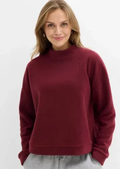 bonprix Sweat|Zweiteiler & Sets^Fleecepullover dunkelbeere
