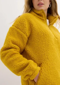 bonprix Nachhaltigere Materialien|Sweat^Fleeceshirt mit Stehkragen ockergold