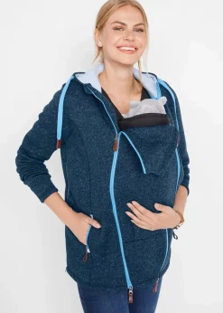 bonprix Bekleidung·Blazer|Umstandsmode^Fleece-Umstands- und Tragejacke dunkelblau/mittelblau meliert