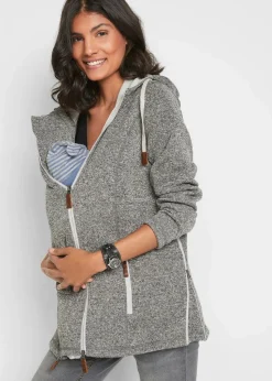 bonprix Umstandsmode|Bekleidung·Blazer^Fleece-Umstands- und Tragejacke schiefergrau/mattsilber meliert