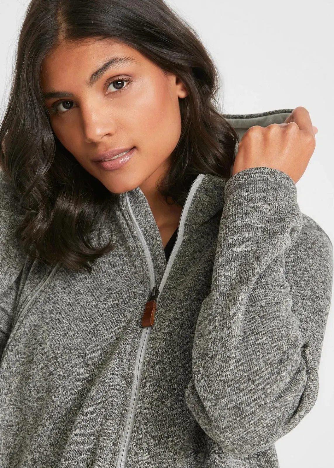 bonprix Umstandsmode|Bekleidung·Blazer^Fleece-Umstands- und Tragejacke schiefergrau/mattsilber meliert