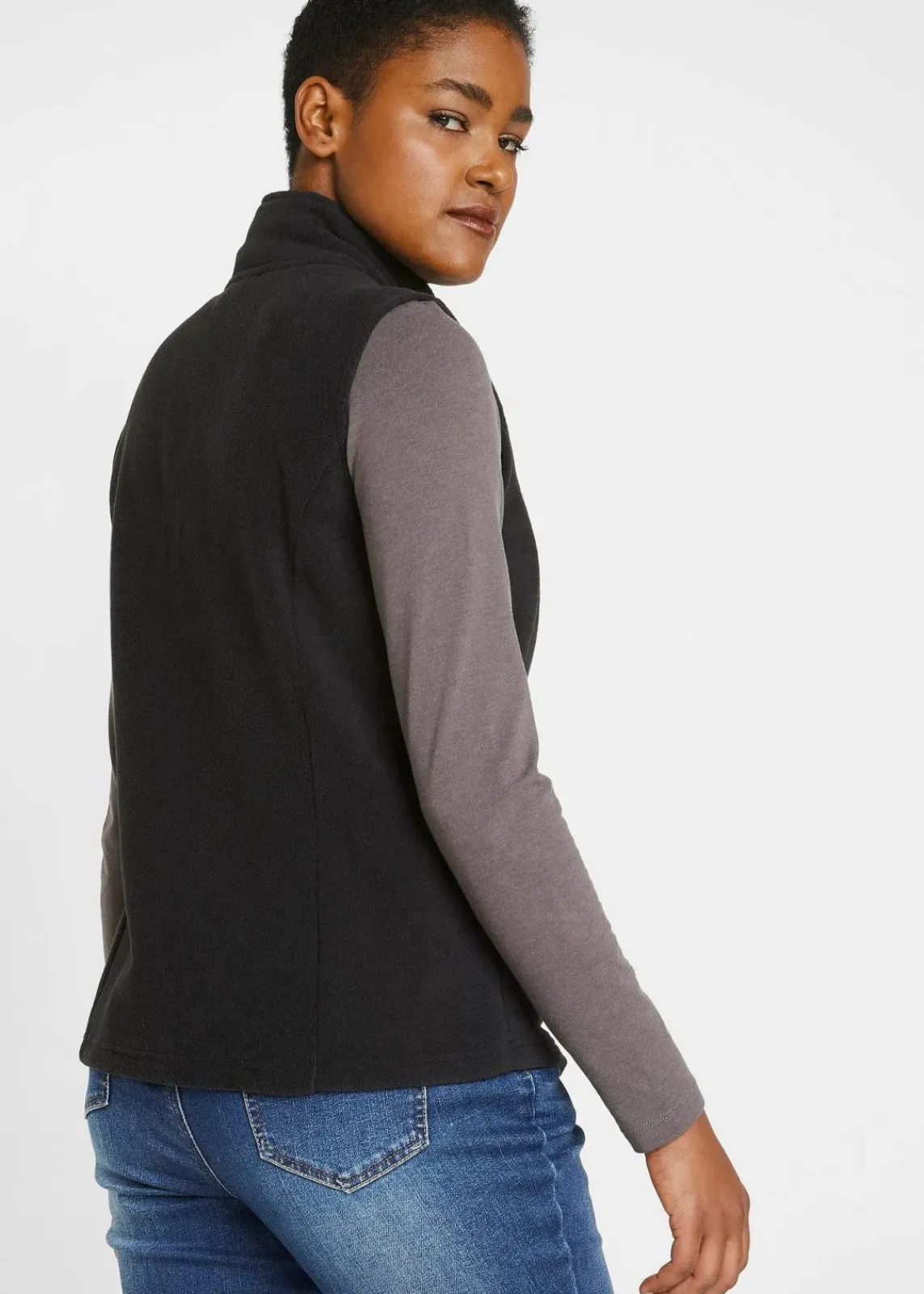 bonprix Jacken & Mäntel|Sweat^Fleece-Weste mit Taschen schwarz