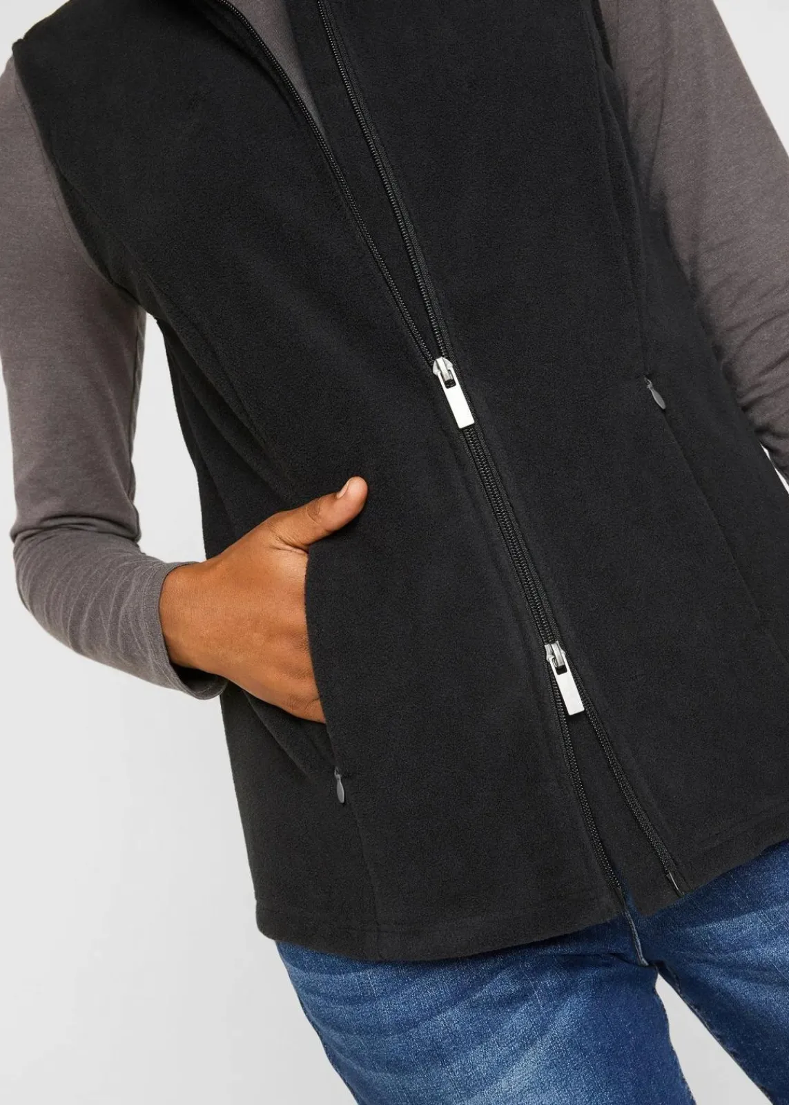 bonprix Jacken & Mäntel|Sweat^Fleece-Weste mit Taschen schwarz
