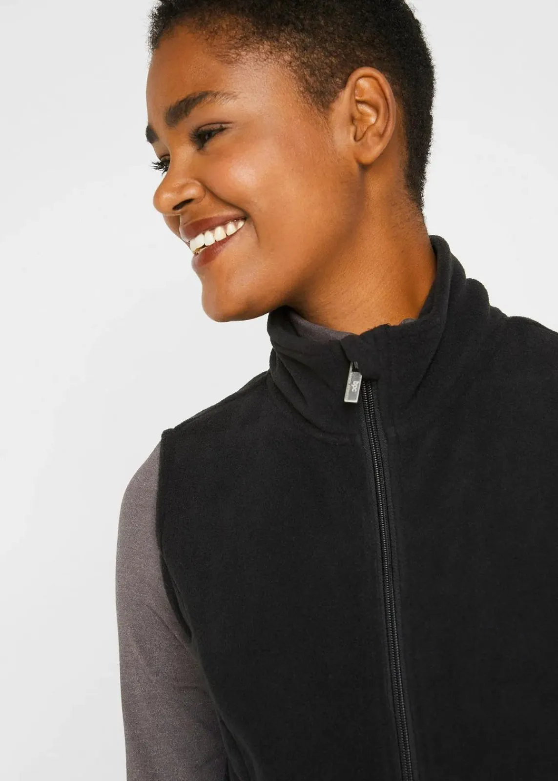 bonprix Jacken & Mäntel|Sweat^Fleece-Weste mit Taschen schwarz