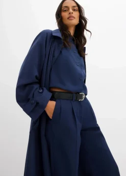 bonprix Bekleidung·Kleider|Zweiteiler & Sets^Fließende Bundfaltenhose dunkelblau