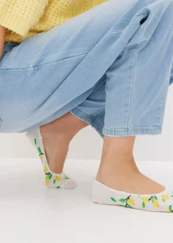 bonprix Nachhaltigere Materialien|Socken & Strumpfhosen^Füßlinge mit Bio-Baumwolle (8er Pack) dunkelblau + wollweiß + dunkelblau gestreift + gelb gemustert