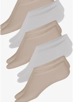 bonprix Socken & Strumpfhosen|Sportwäsche^Füßlinge mit kühlendem Material (5er Pack) kreidebeige+mattsilber