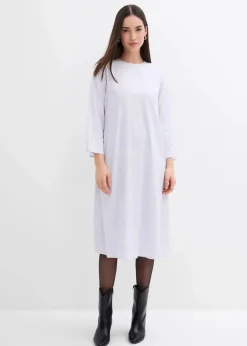 bonprix Bekleidung·Pullover & Strickjacken|Kleider^Florales Midikleid aus reiner Viskose zartblau/wollweiß floral