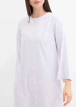 bonprix Bekleidung·Pullover & Strickjacken|Kleider^Florales Midikleid aus reiner Viskose zartblau/wollweiß floral