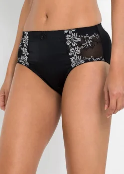 bonprix Wäsche·Höschen|Höschen^Formslip mit Stickerei (2er Pack) schwarz+schwarz/weiß