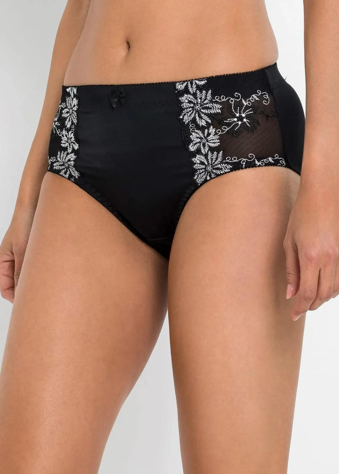 bonprix Wäsche·Höschen|Höschen^Formslip mit Stickerei (2er Pack) schwarz+schwarz/weiß