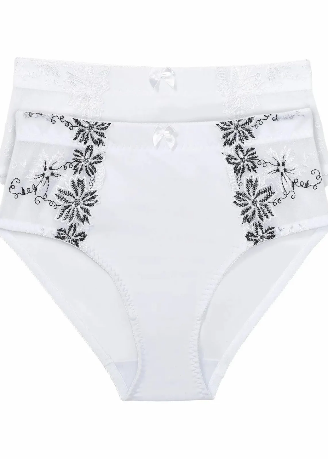 bonprix Wäsche·Höschen|Nachhaltigere Materialien^Formslip mit zarter Stickerei (2er Pack) weiß+weiß/schwarz