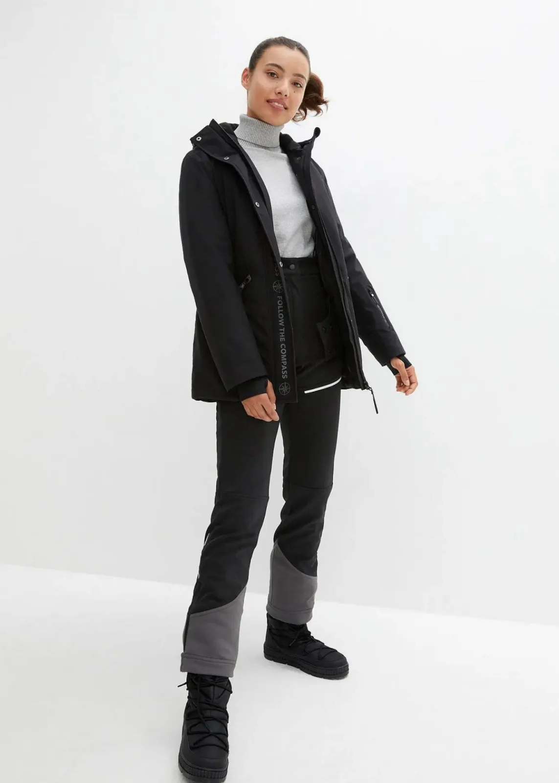 bonprix Nachhaltigere Materialien^Funktionshose aus Softshell mit Stretch, wasserabweisend schwarz