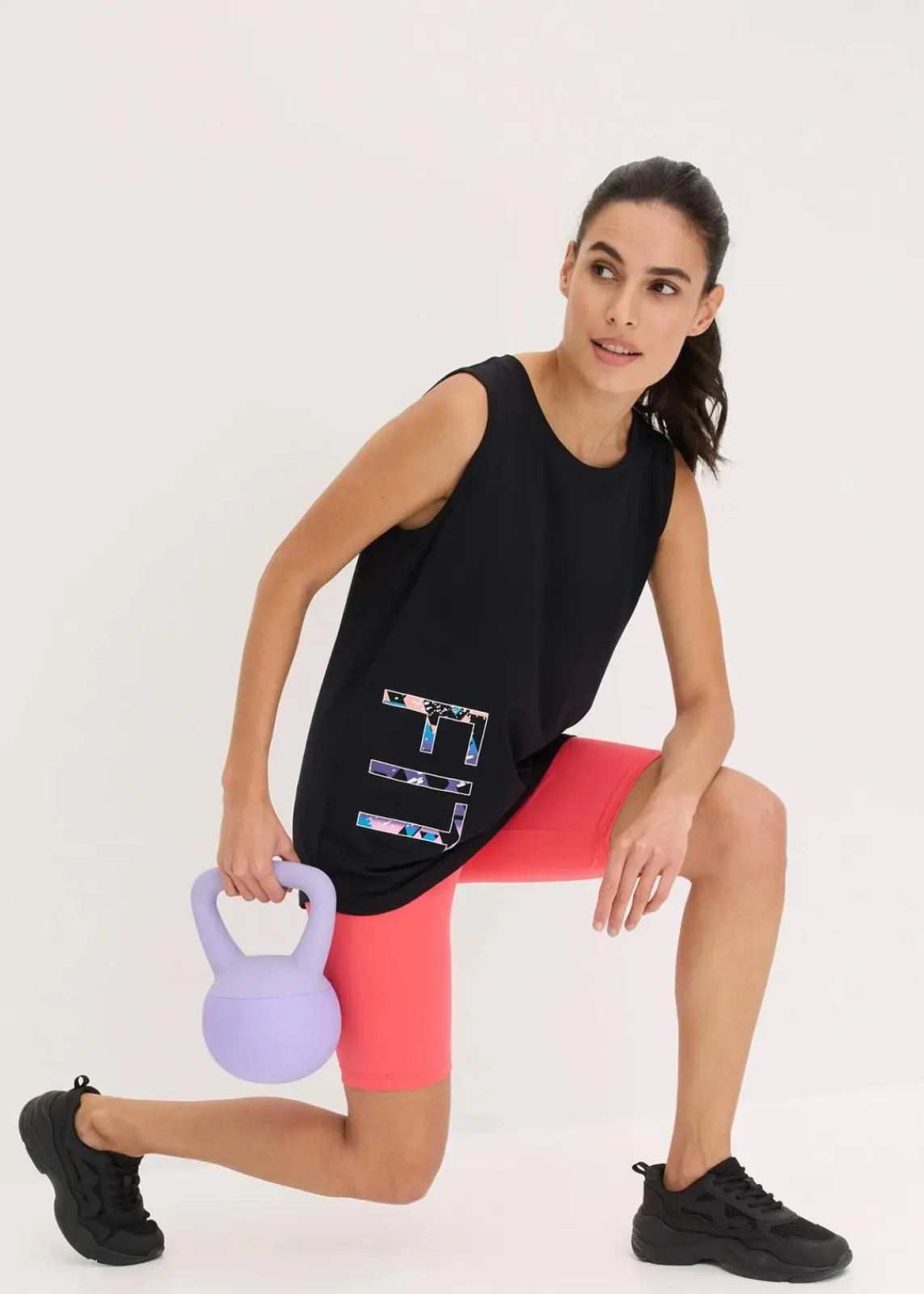 bonprix Bekleidung·Sweat|Sportbekleidung^Funktionsshirt (2er Pack), schnelltrocknend schwarz/lachs bedruckt