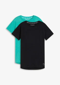 bonprix Bekleidung·Sweat|Sportbekleidung^Funktionsshirt (2er Pack), schnelltrocknend smaragd + schwarz