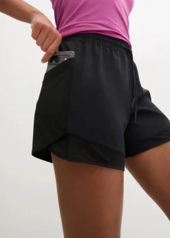 bonprix Sportbekleidung|Hosen^Funktions-Shorts mit Handytasche schwarz