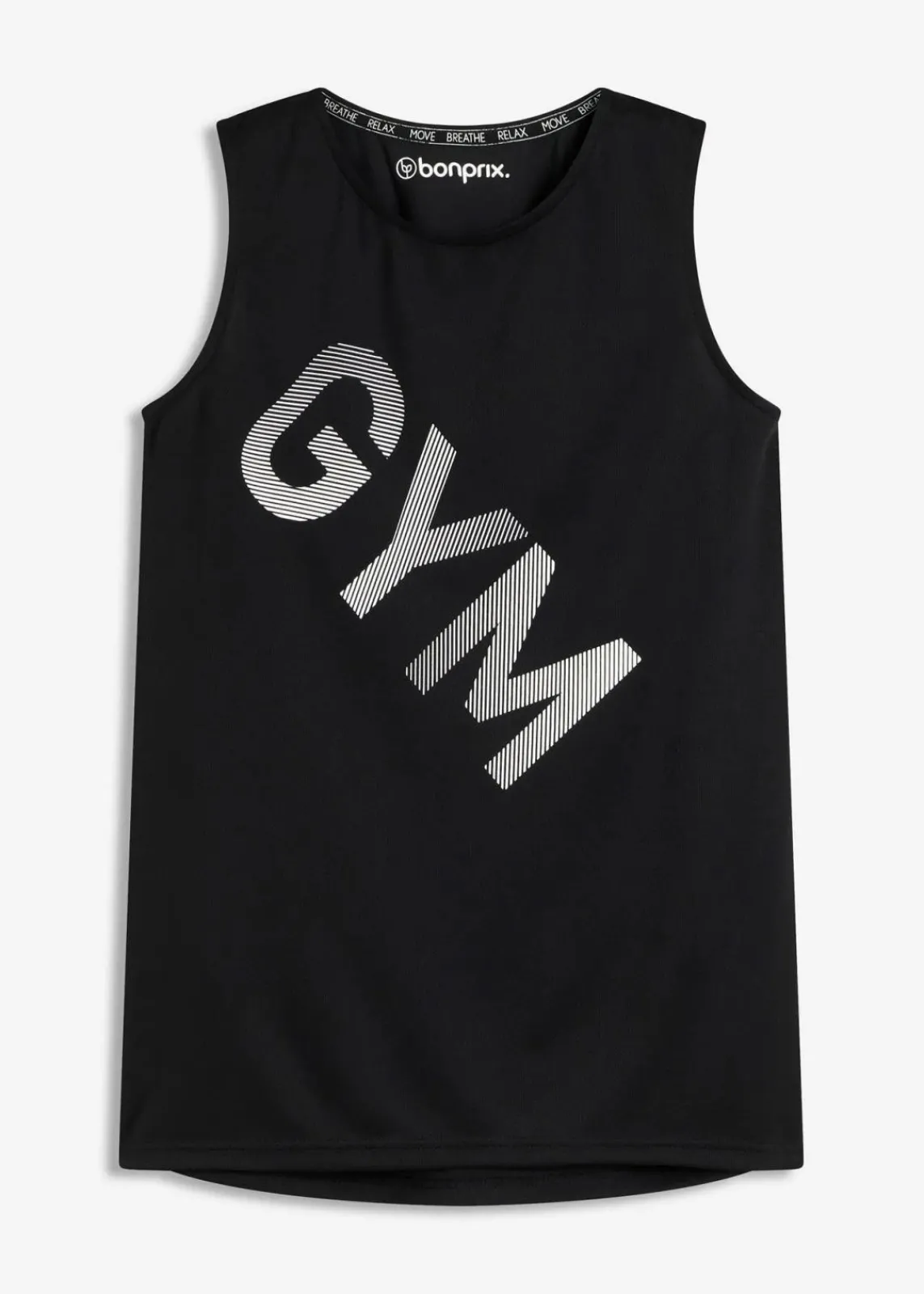 bonprix Shirts & Tops|Sportbekleidung^Funktions-Top, schnelltrocknend schwarz bedruckt
