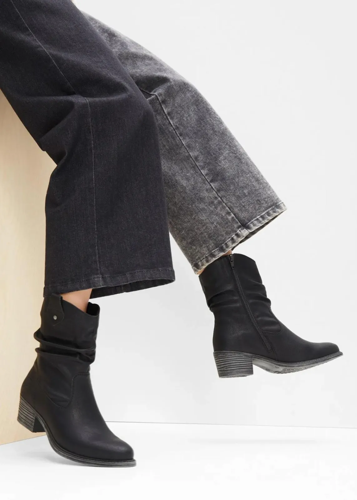 Rieker High Heels|Gefütterte Winterschuhe^Gefütterte Komfort-Cowboy-Boots schwarz
