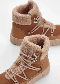 bonprix Gefütterte Winterschuhe|Boots^Gefütterte Schnürboots haselnuss