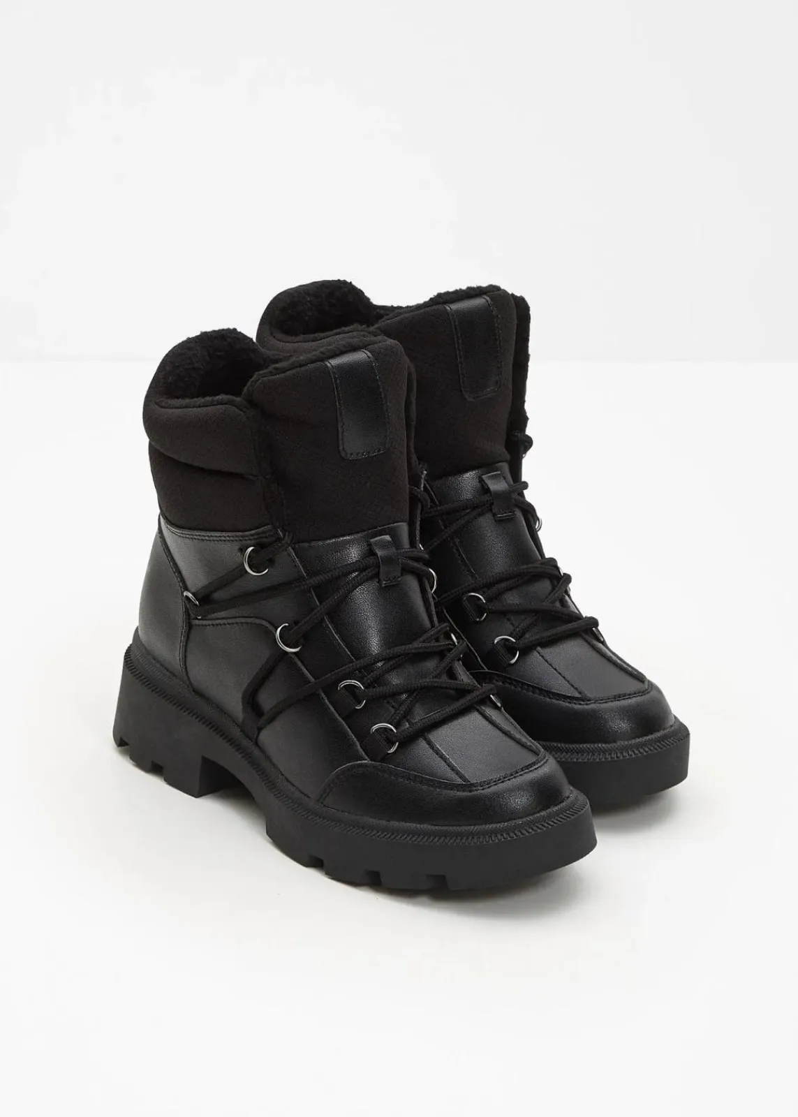 bonprix Gefütterte Winterschuhe|Boots^Gefütterte Schnürboots schwarz
