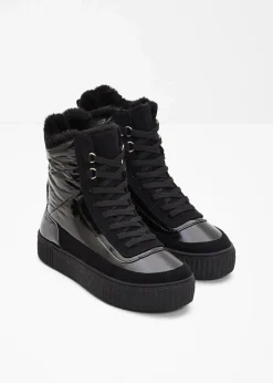 bonprix Komfortschuhe|Gefütterte Winterschuhe^Gefütterte Schnürboots schwarz