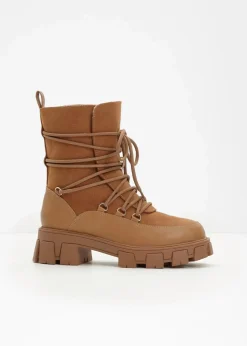 bonprix Gefütterte Winterschuhe|Boots^Gefütterte Schnürboots haselnuss