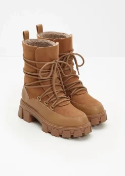 bonprix Gefütterte Winterschuhe|Boots^Gefütterte Schnürboots haselnuss