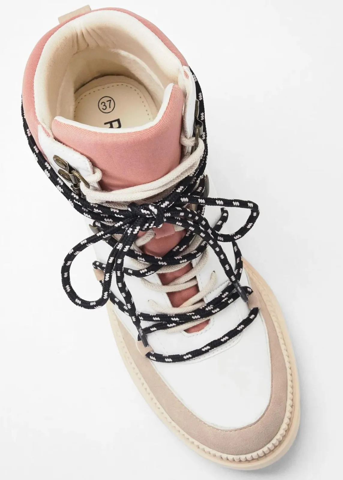 bonprix Gefütterte Winterschuhe|Boots^Gefütterte Schnürboots beige/weiß/rose
