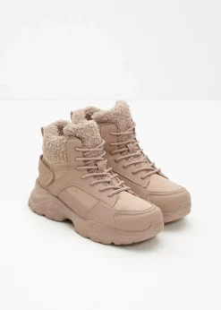 bonprix Gefütterte Winterschuhe|Boots^Gefütterte Schnürboots latte macchiato
