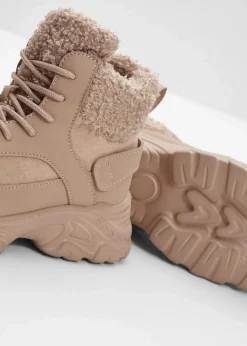 bonprix Gefütterte Winterschuhe|Boots^Gefütterte Schnürboots latte macchiato