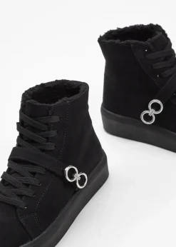 bonprix Gefütterte Winterschuhe|Boots^Gefütterte Schnürboots schwarz