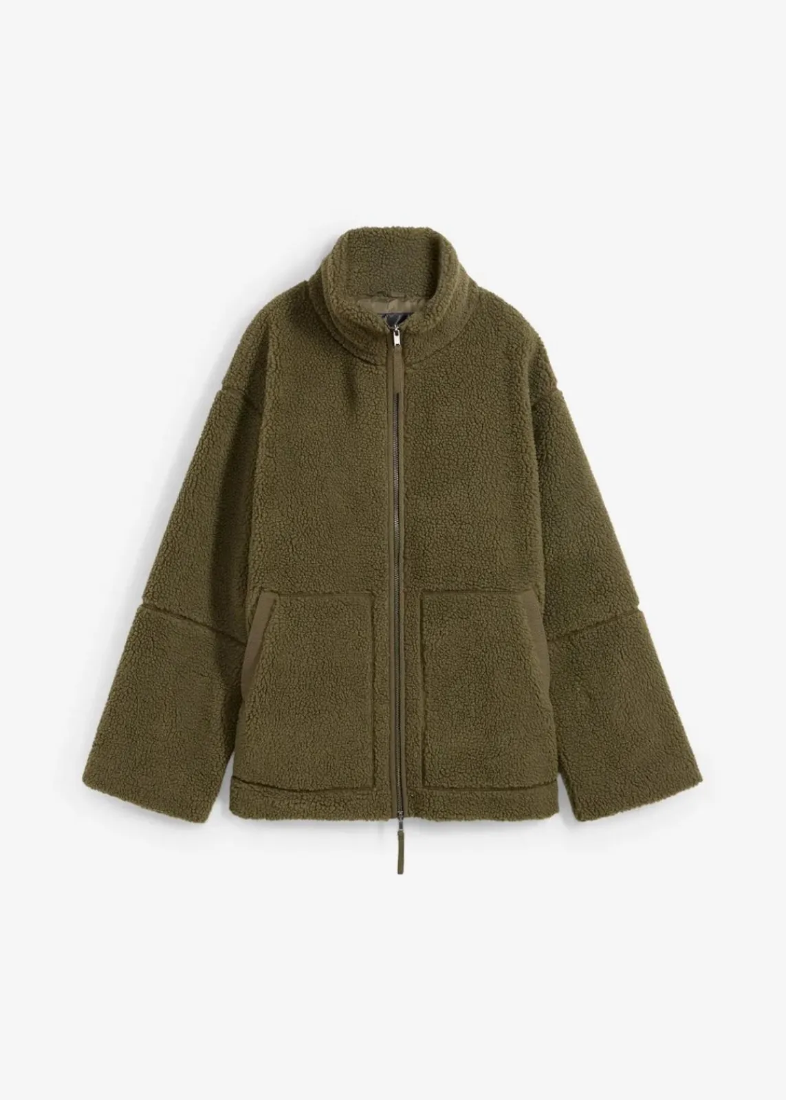 bonprix Bekleidung·Hosen|Jacken & Mäntel^Gefütterte Teddy-Fleece Jacke dunkeloliv