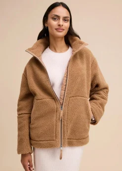 bonprix Nachhaltigere Materialien|Jacken & Mäntel^Gefütterte Teddy-Fleece Jacke camel