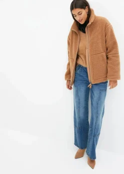 bonprix Nachhaltigere Materialien|Jacken & Mäntel^Gefütterte Teddy-Fleece Jacke camel