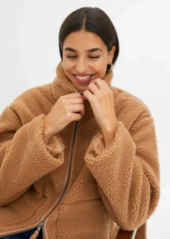 bonprix Nachhaltigere Materialien|Jacken & Mäntel^Gefütterte Teddy-Fleece Jacke camel
