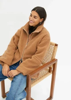 bonprix Nachhaltigere Materialien|Jacken & Mäntel^Gefütterte Teddy-Fleece Jacke camel