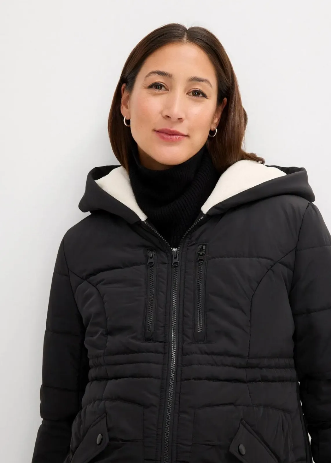 bonprix Bekleidung·Blazer|Umstandsmode^Gefütterte Umstandsjacke mit Baby-Einsatz schwarz