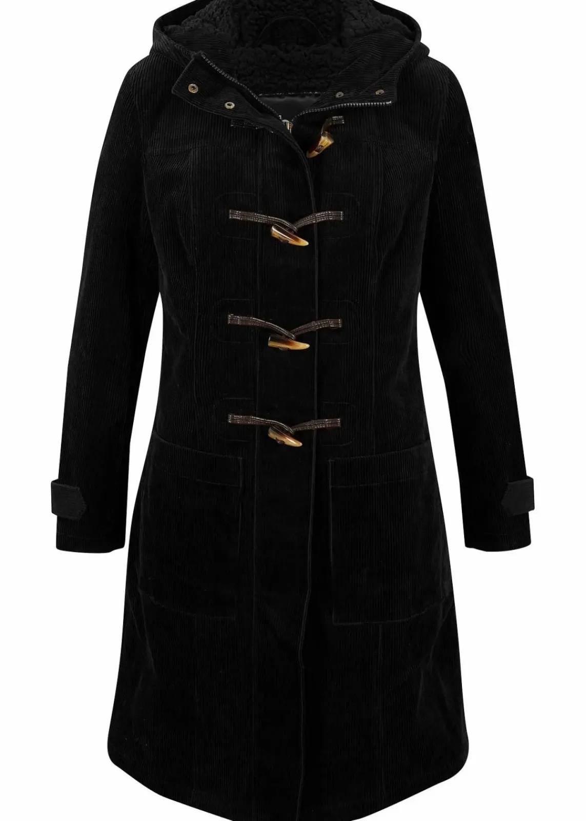 bonprix Bekleidung·Hosen^Gefütterter Cord-Dufflecoat schwarz