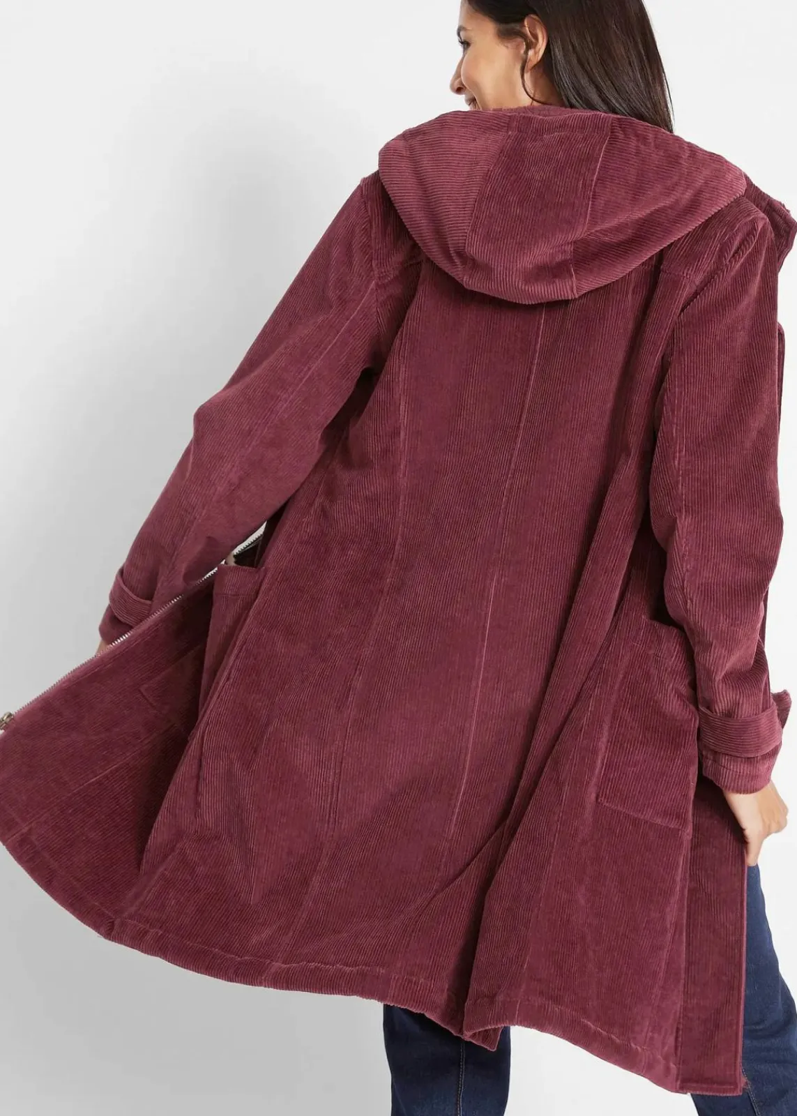 bonprix Bekleidung·Hosen^Gefütterter Cord-Dufflecoat ahornrot