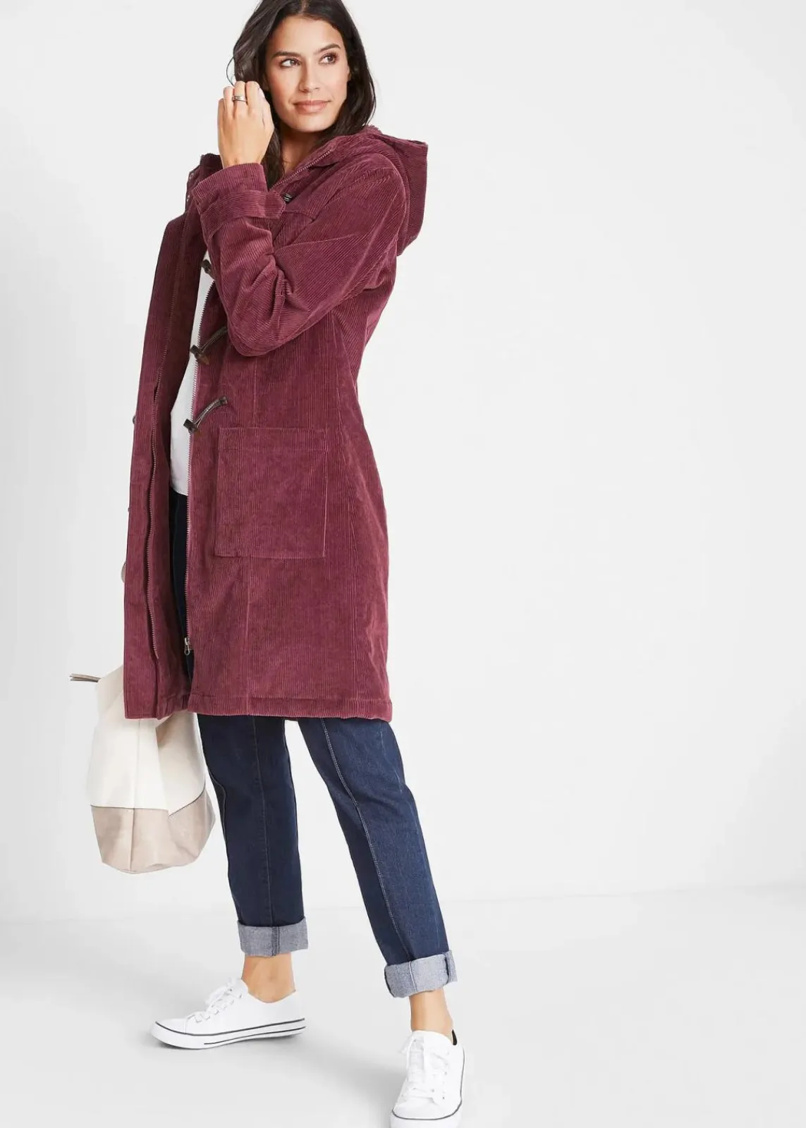 bonprix Bekleidung·Hosen^Gefütterter Cord-Dufflecoat ahornrot