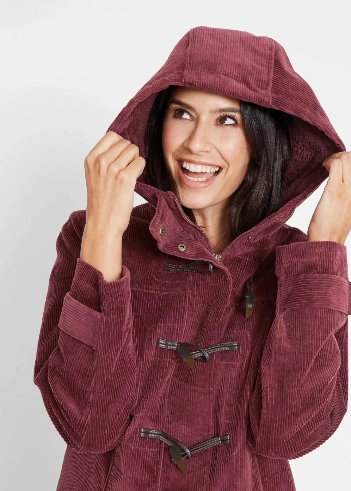 bonprix Bekleidung·Hosen^Gefütterter Cord-Dufflecoat ahornrot