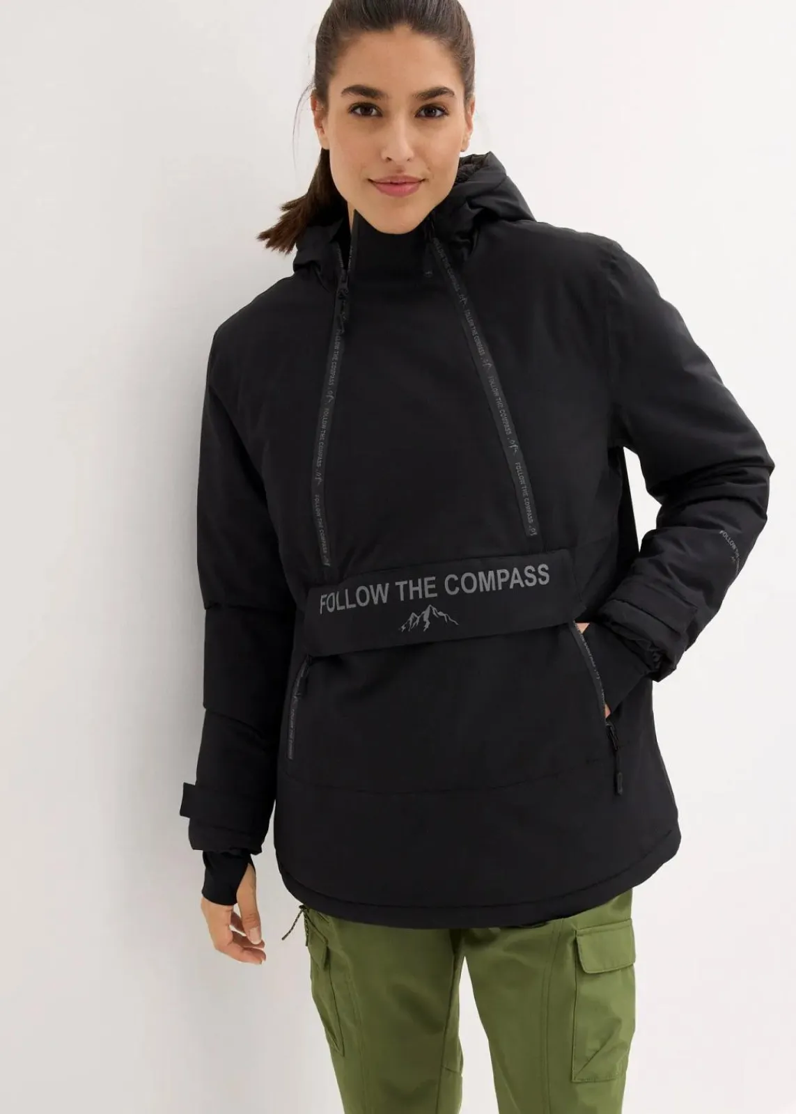 bonprix Bekleidung·Jumpsuits|Bekleidung·Sweat^Gefütterter Windbreaker schwarz