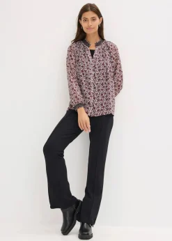 bonprix Bekleidung·Jacken & Mäntel|Blusen & Tuniken^Gemusterte Chiffon-Bluse mit Stickerei wollweiß bedruckt
