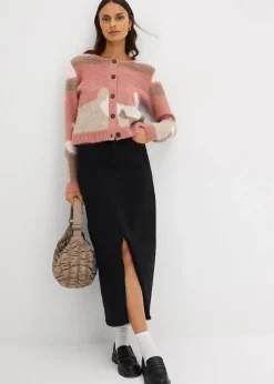 bonprix Bekleidung·Umstandsmode|Bekleidung·Jeans^Gemusterte Strickjacke mit Knopfleiste rosa graphisch