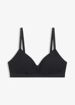bonprix Wäsche·Baumwollunterwäsche|Nachhaltigere Materialien^Gepolstertes Bralette ohne Bügel aus gerippter Bio-Baumwolle schwarz