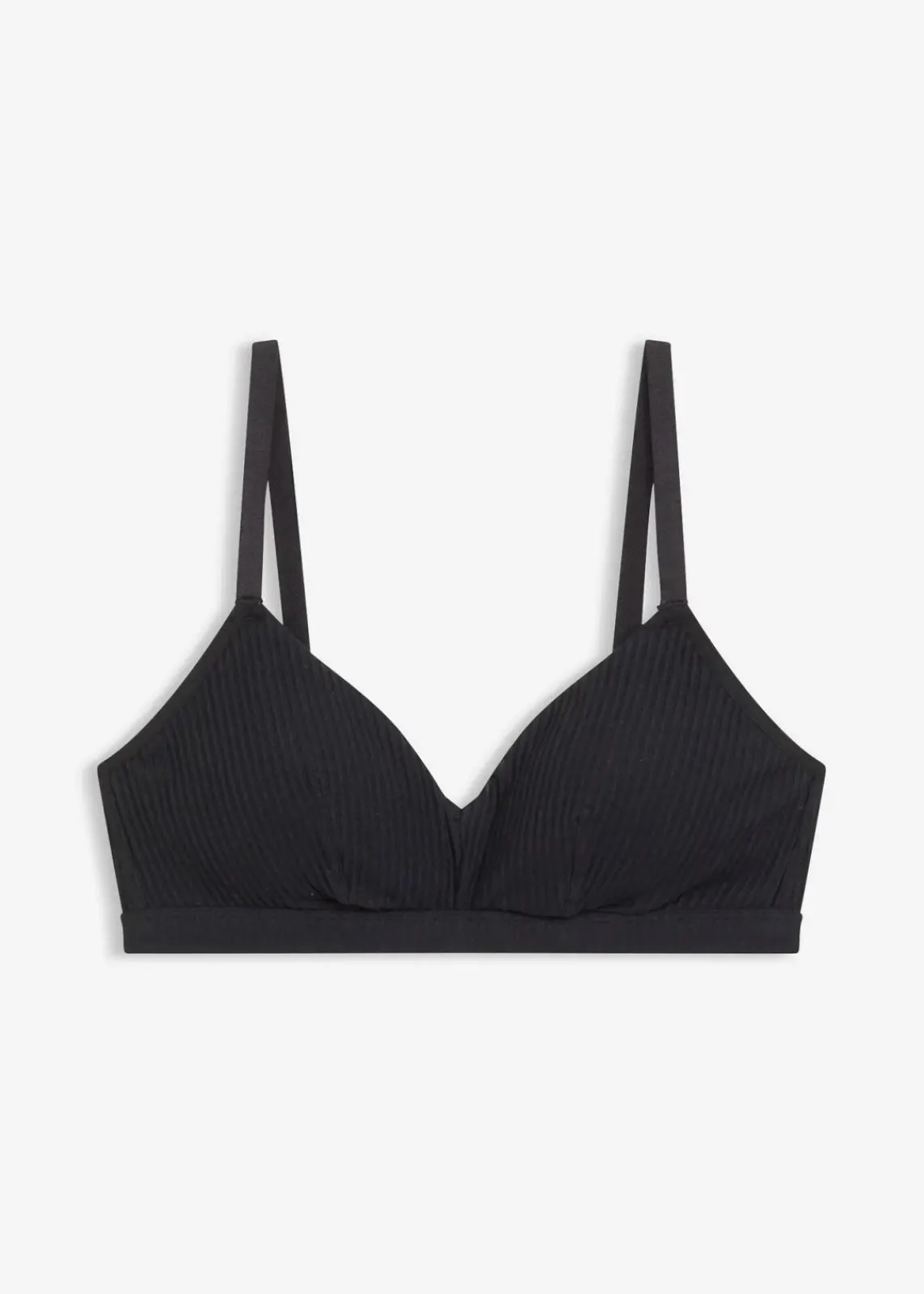 bonprix Wäsche·Baumwollunterwäsche|Nachhaltigere Materialien^Gepolstertes Bralette ohne Bügel aus gerippter Bio-Baumwolle schwarz