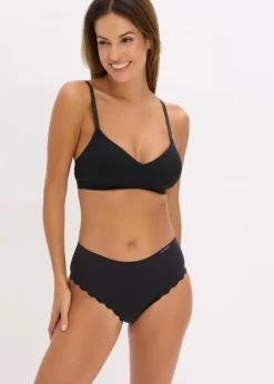 bonprix Wäsche·Baumwollunterwäsche|Nachhaltigere Materialien^Gepolstertes Bralette ohne Bügel aus gerippter Bio-Baumwolle schwarz